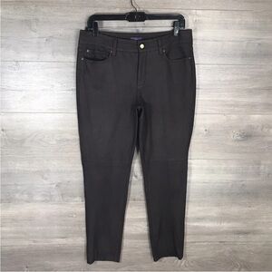 NYDJ Women's Size 12 Skinny Legging Pants Brown Textured Sheen 30" Inseam